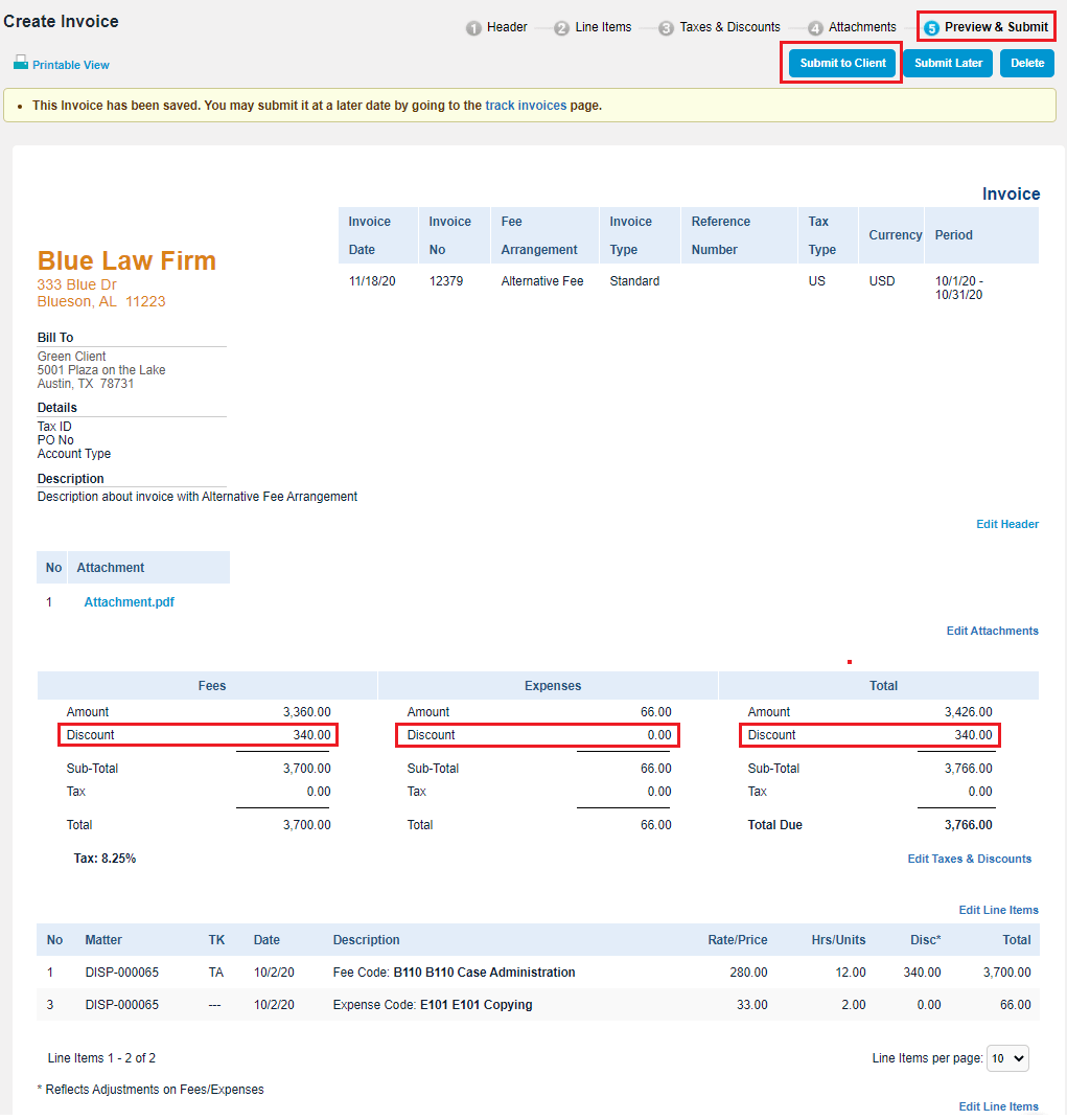 Create an Adjustment Fee Line or Alternative Fee Invoice Mitratech