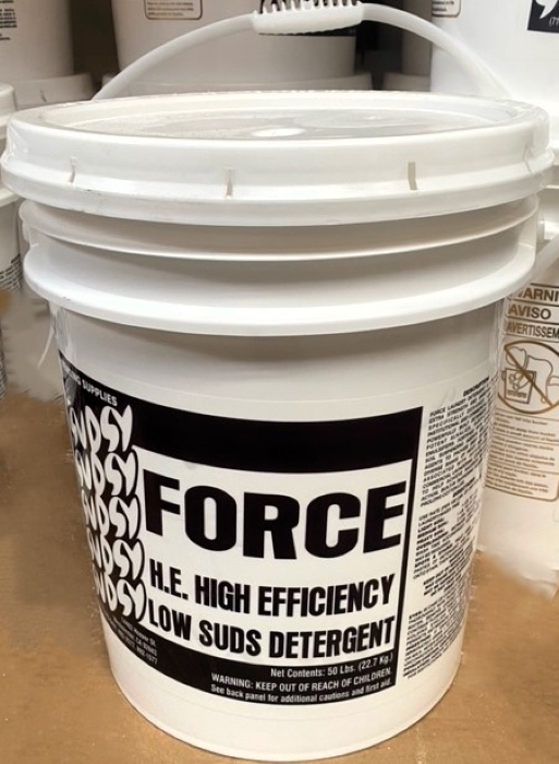 FORCE HE POWDERED DETERGENT50 POUND PAIL Sudsy Vending Supplies