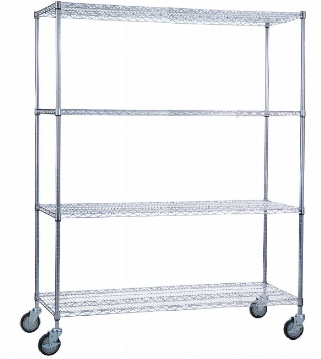 ROLLING WIRE SHELVING CART 24 X 60 X 78 WITH WIRE SHELVES Sudsy