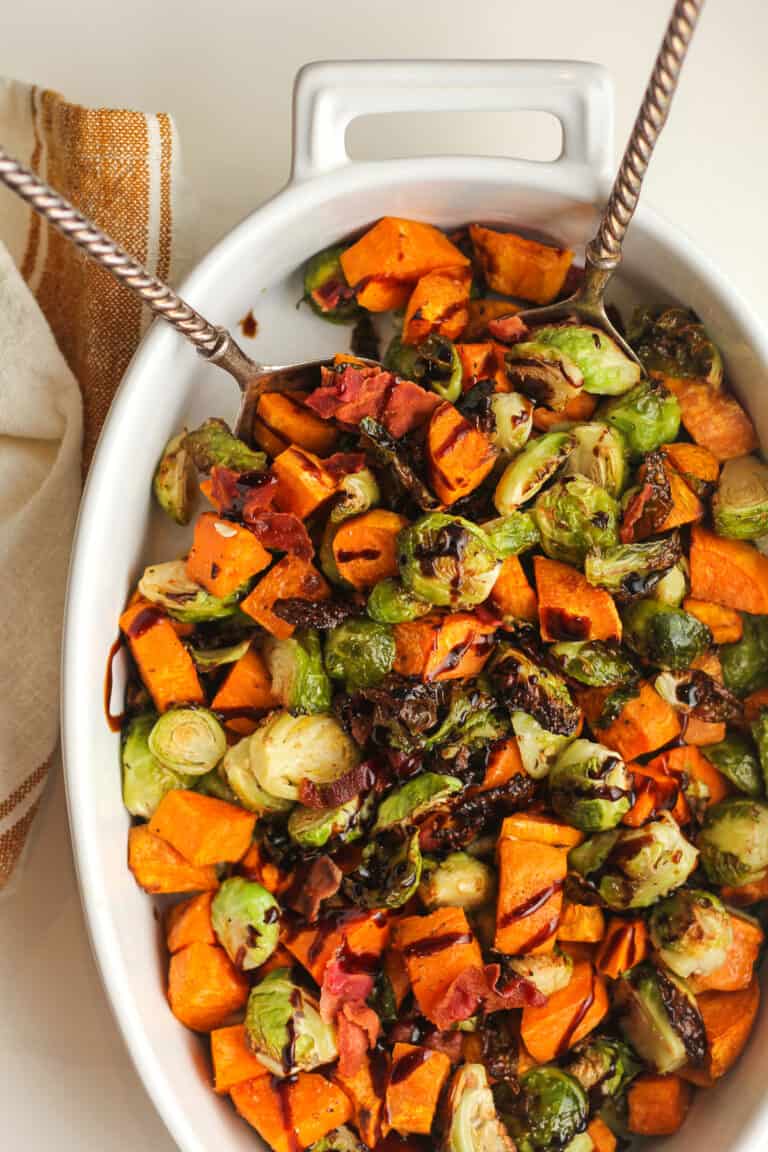 Balsamic Glazed Brussels Sprouts and Sweet Potatoes SueBee Homemaker