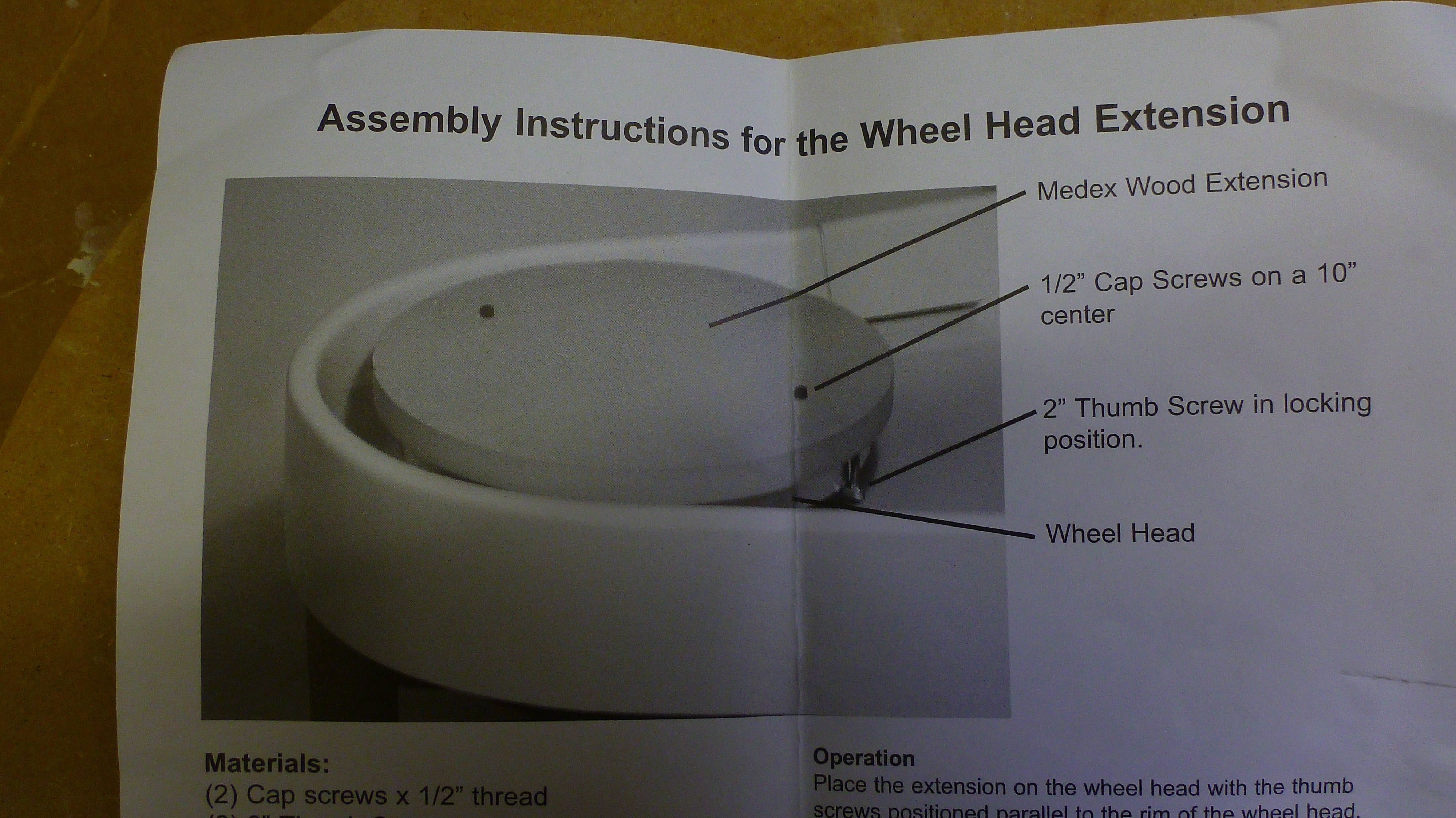 Wheel Head Extension instruction, top
