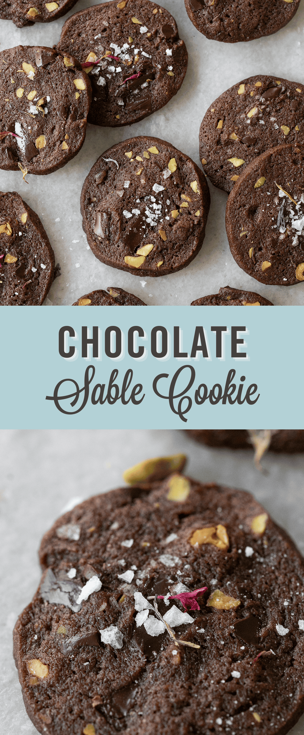 Chocolate Sable Cookies with Pistachios Sugar and Charm