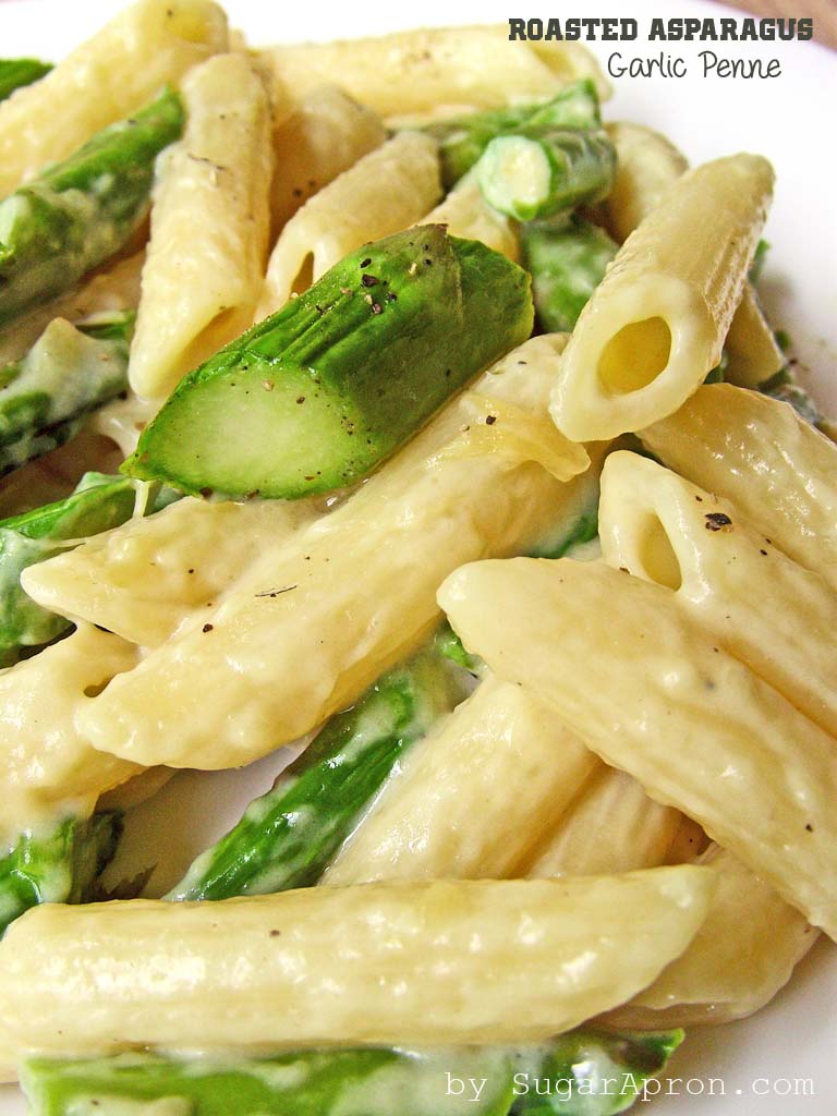 Roasted Asparagus and Garlic Penne Pasta Sugar Apron