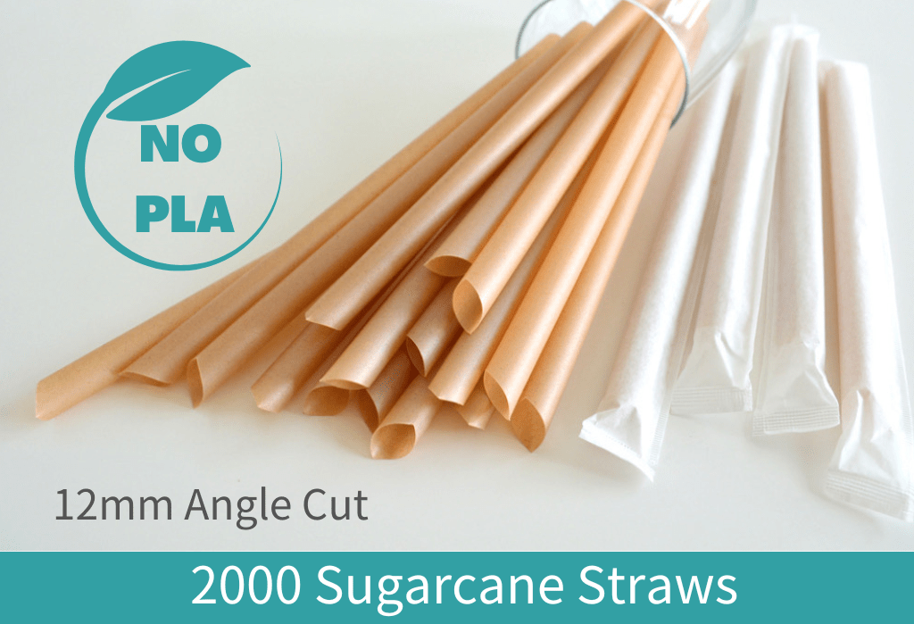 2000 x Paperwrapped 12*210mm Angle Cut Sugarcane Straws Home