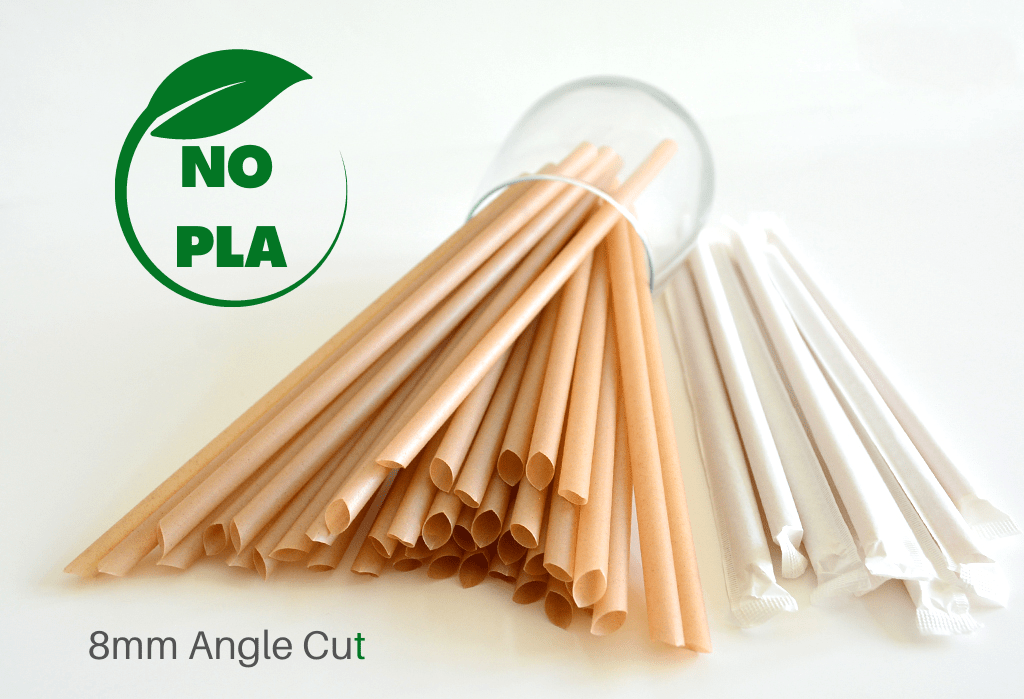 150 x Paperwrapped 12*210mm Angle Cut Sugarcane Straws Home