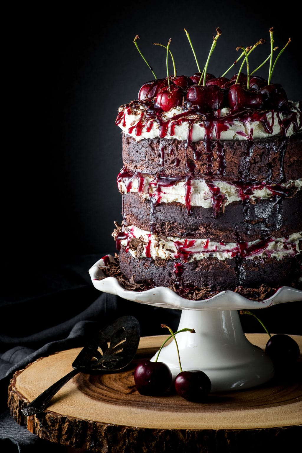 Dark Chocolate GlutenFree Black Forest Cake ( Sugar Free & Low Carb )