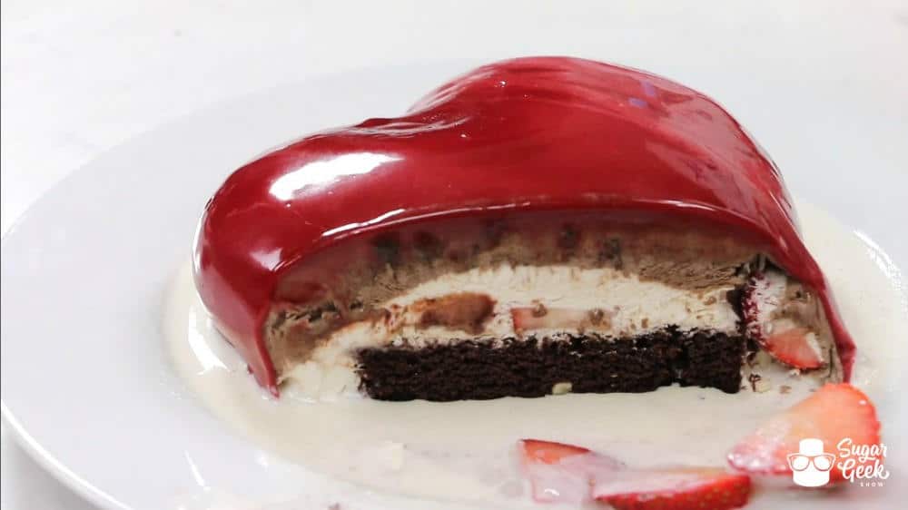 Valentine's Day Mirror Glaze Heart Cake Sugar Geek Show