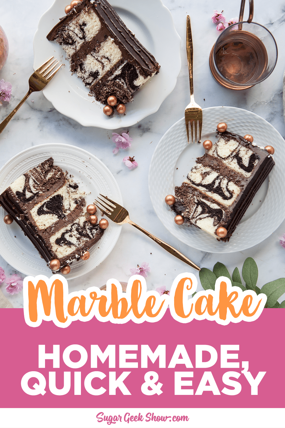Moist and Fluffy Marble Cake Recipe With Whipped Chocolate Ganache