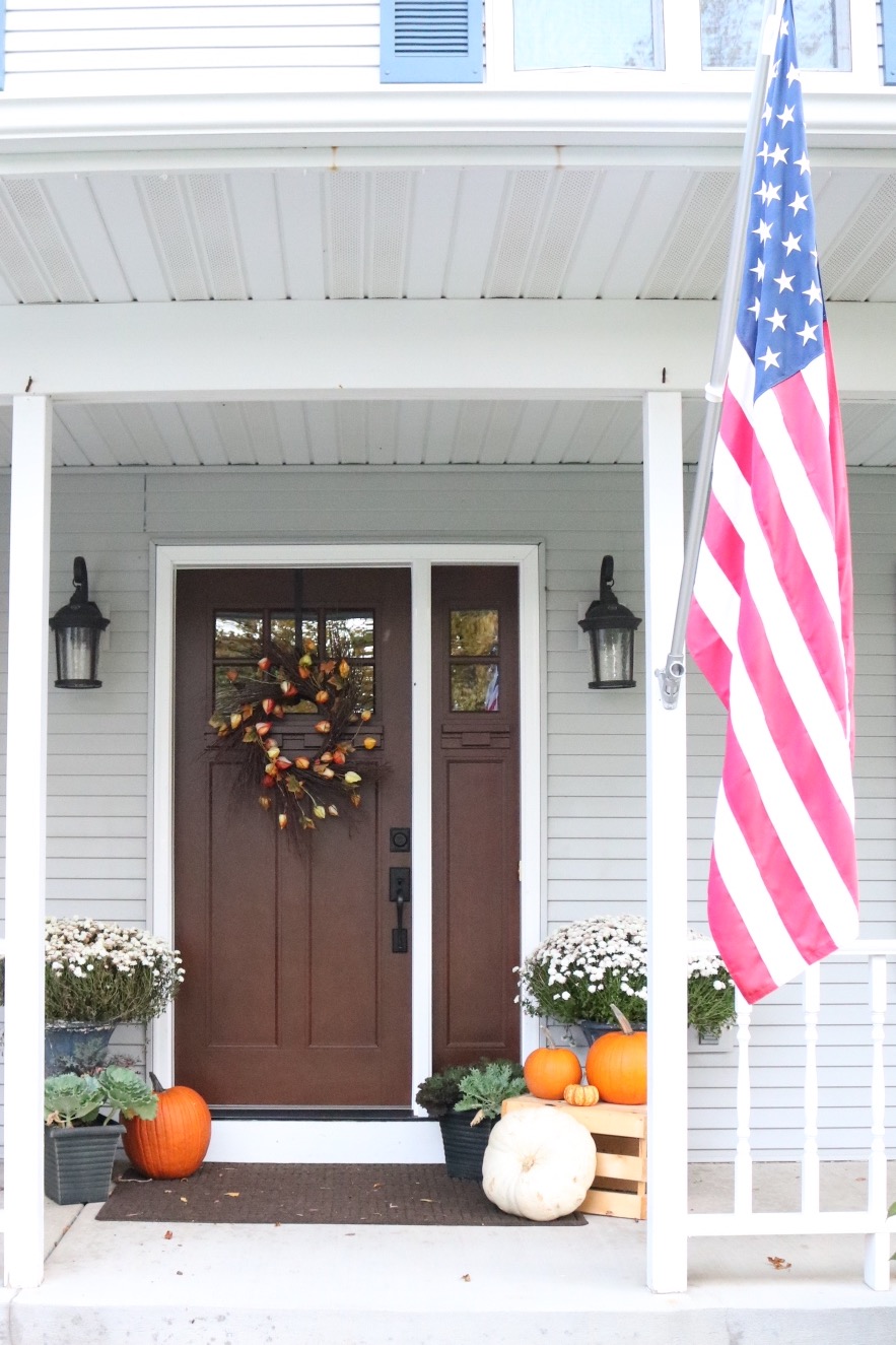 American Flag On Porch
