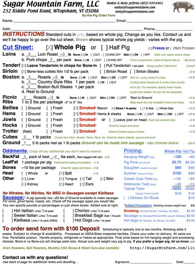 New Order Form Cut Sheet Sugar Mountain Farm