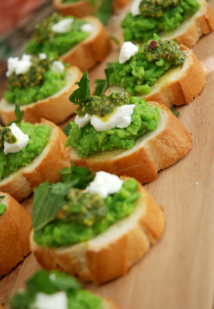 Smashed Pea Bruschetta Sugar Plum Sisters