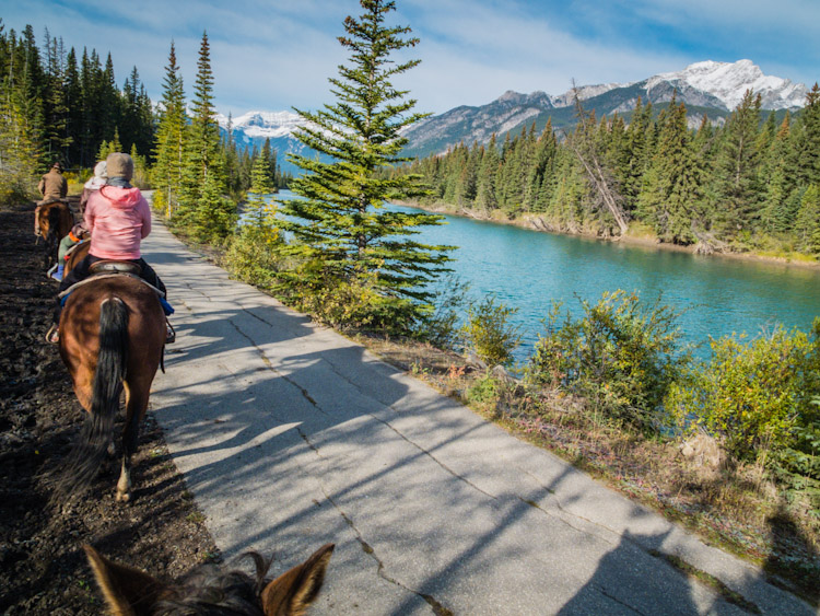 Horseback Riding the Rockies in Banff, Alberta Suitcase and Heels