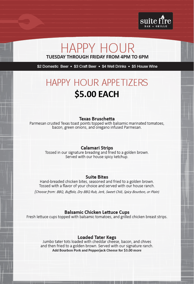Happy Hour Suite Fire Bar + Grille