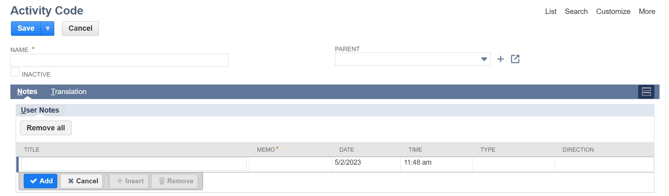 NetSuite Activity Codes SuiteRep