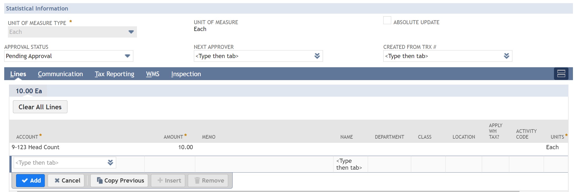 Statistical Accounts in NetSuite SuiteRep