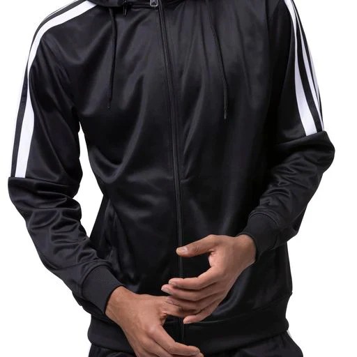 Men's Track Suit with Detachable Hood in Black Suits Outlets Men's