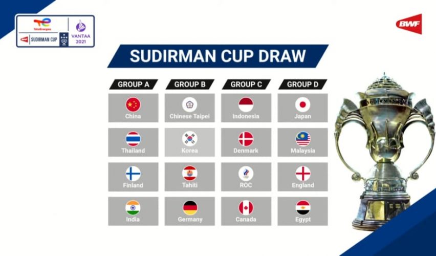 Piala Sudirman 2021 Malaysia Diundi Bersamasama Jepun, England