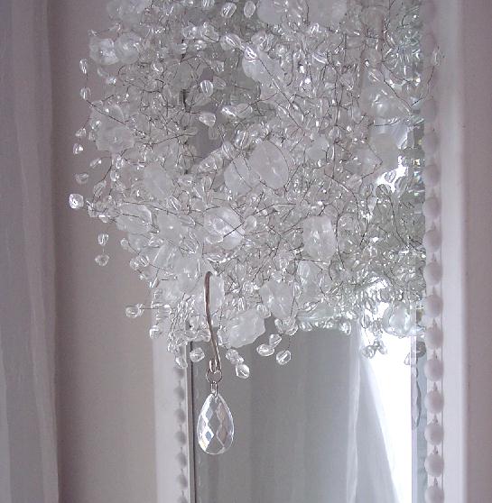 ROMANTIC SHABBY CRYSTAL CLEAR SHOWER CURTAIN HOOKS CHIC CHANDELIER TEARDROP