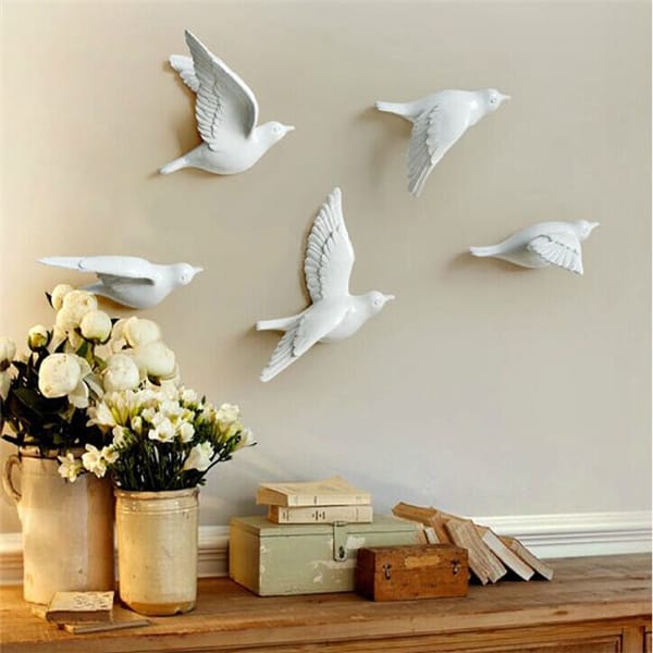 GOLDEN SILVER FLYING BIRDS WALL ART3D BIRD WALL DECOR
