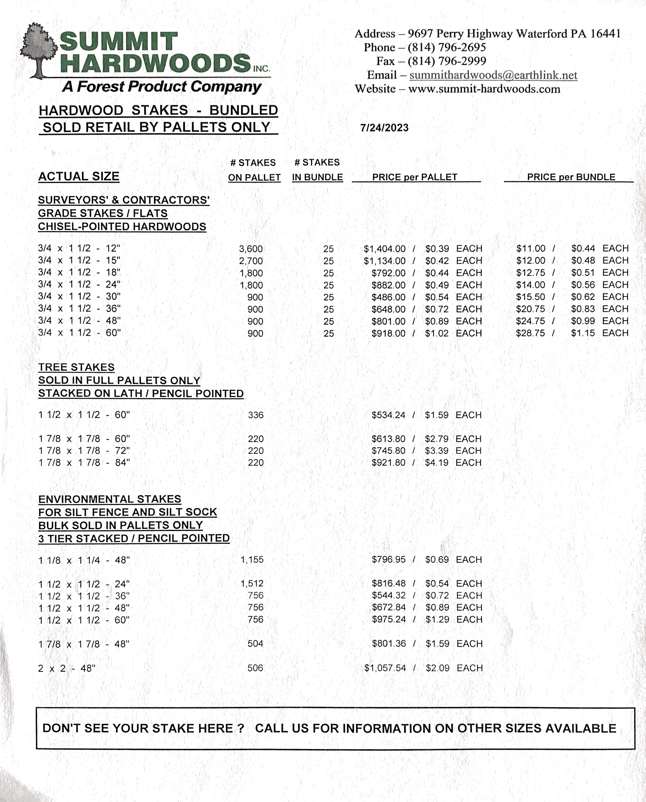Wood Stakes Direct Summit Hardwoods