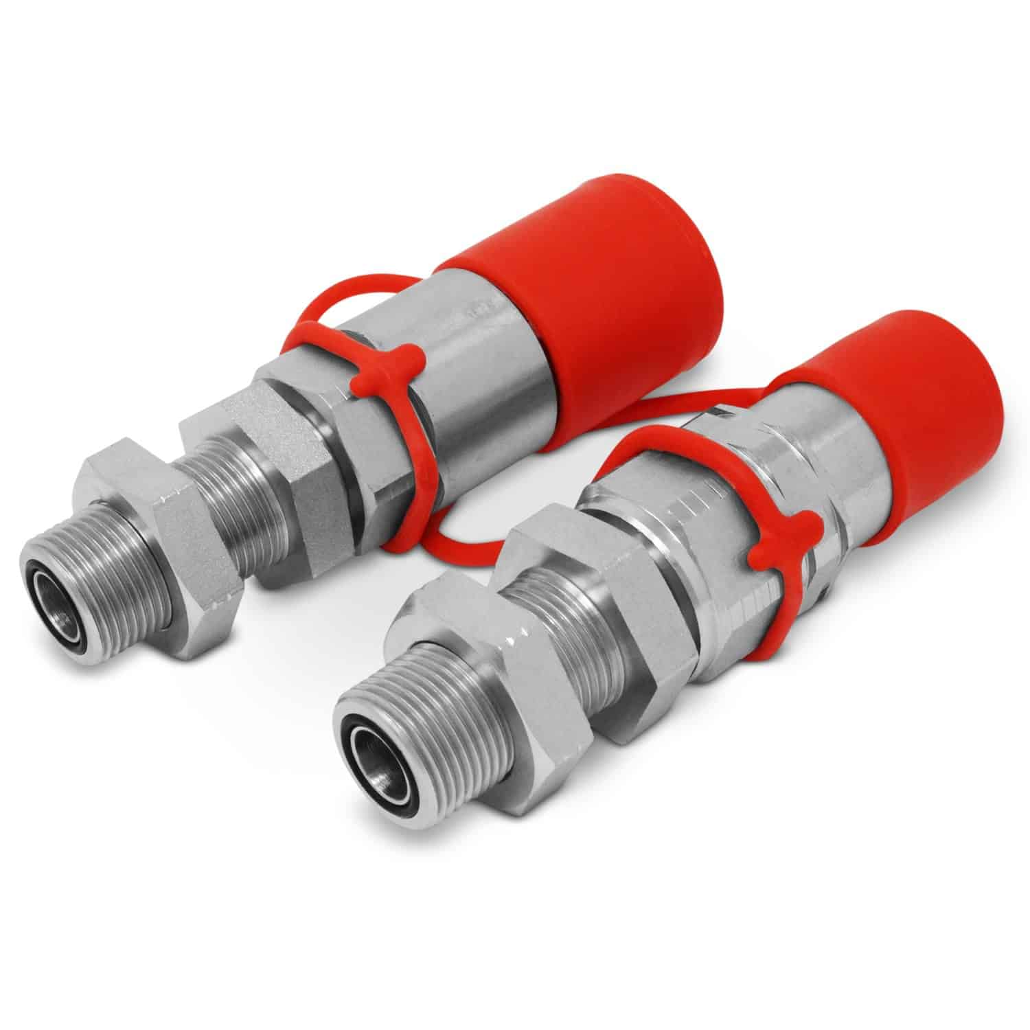 Flat Face Hydraulic Quick Connect Coupler Set, 5/8 ORFS Bulkhead Mount