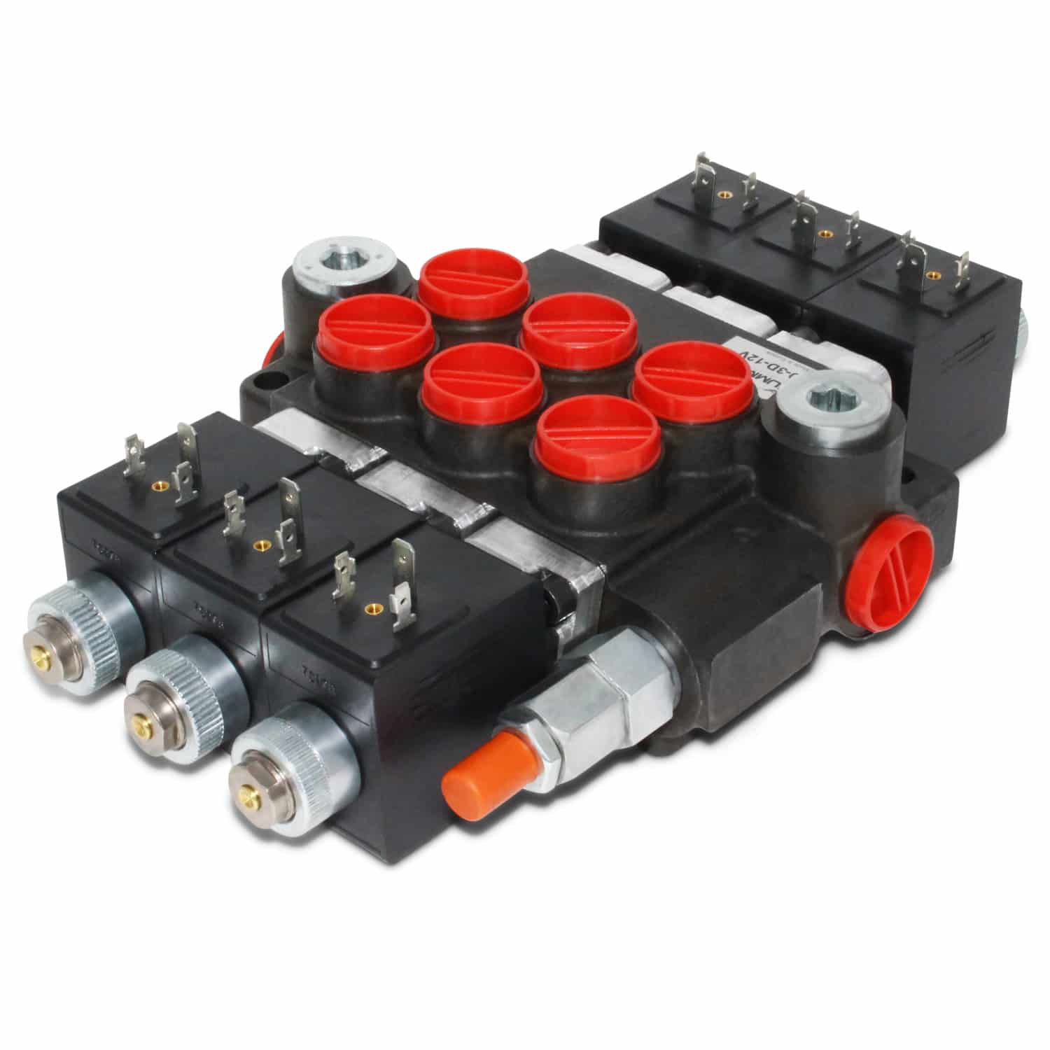 Hydraulic Monoblock Solenoid Control Valve, 3 Spool, 13 GPM, 12V DC