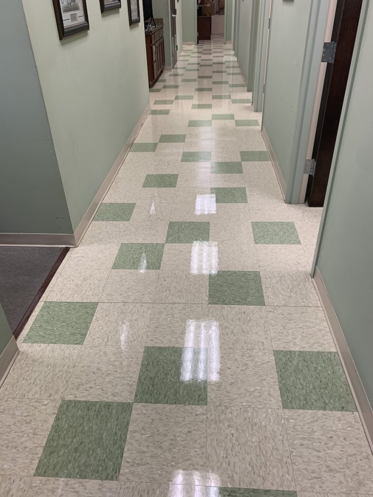VCT floor cleaning and deep carpet cleaning in the Koman orthopedic