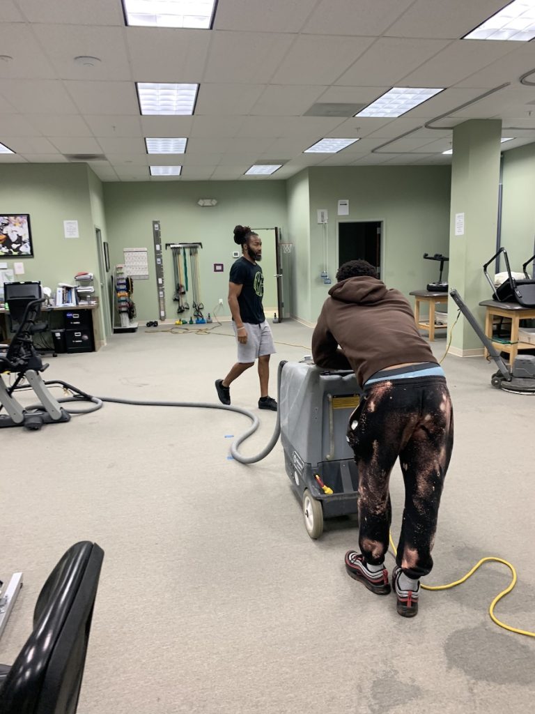 VCT floor cleaning and deep carpet cleaning in the Koman orthopedic