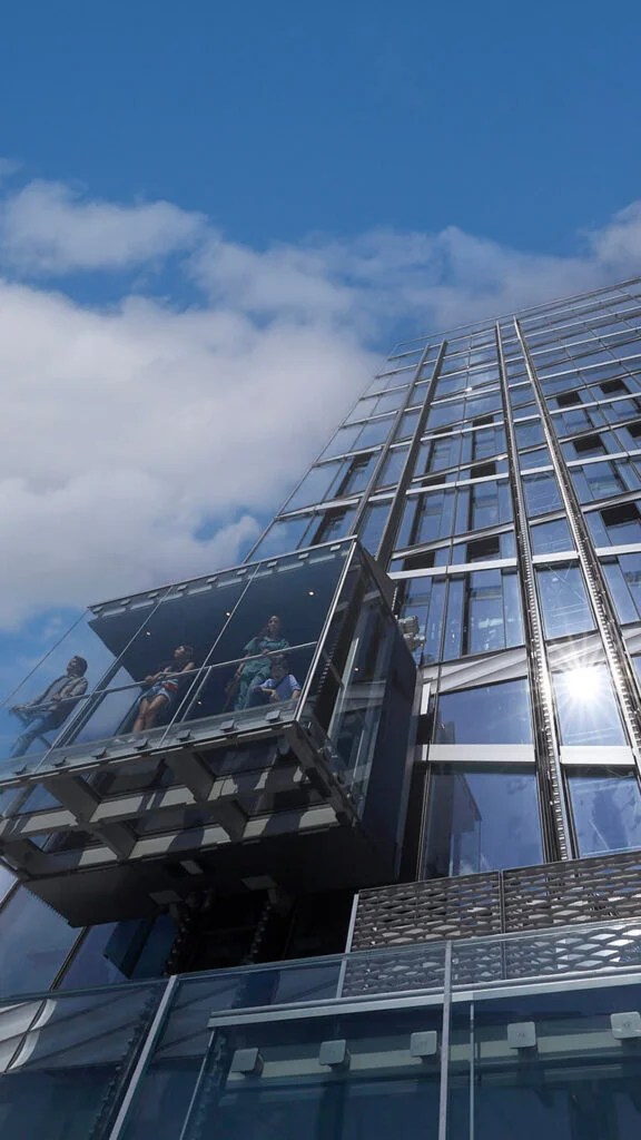 Ascent AllGlass Elevator in NYC Exterior Glass Elevator Lift