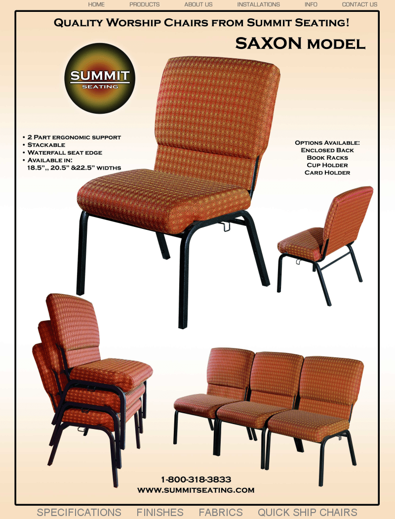 SAXON2018x800 Summit Seating For Church Pulpits, Pews, Clergy Chairs