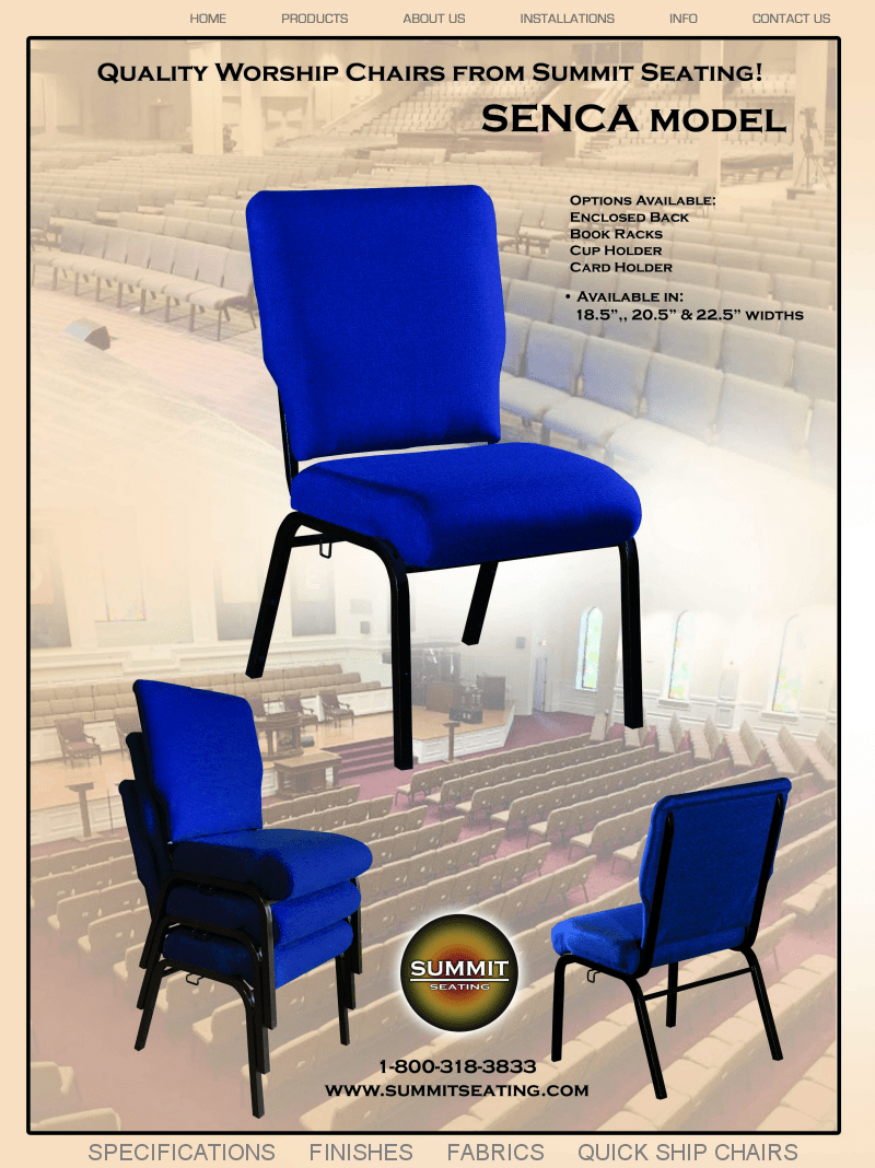 SENCA2018x800 Summit Seating For Church Pulpits, Pews, Clergy Chairs