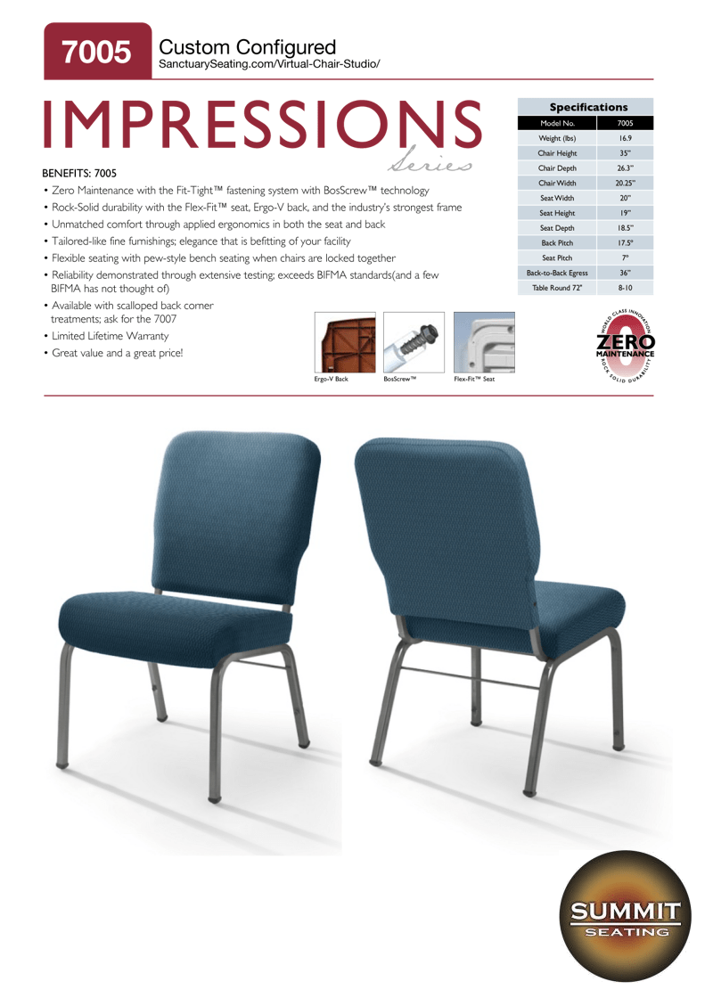 7005ImpressionSheet Summit Seating For Church Pulpits, Pews, Clergy Chairs