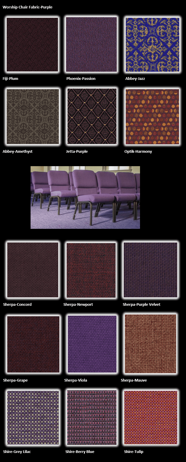 Purple Worship Chair Fabric Choices Summit Seating