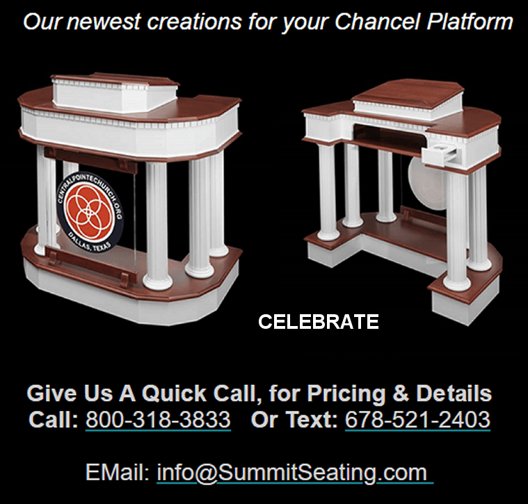 CELEBRATE Summit Seating For Church Pulpits, Pews, Clergy Chairs