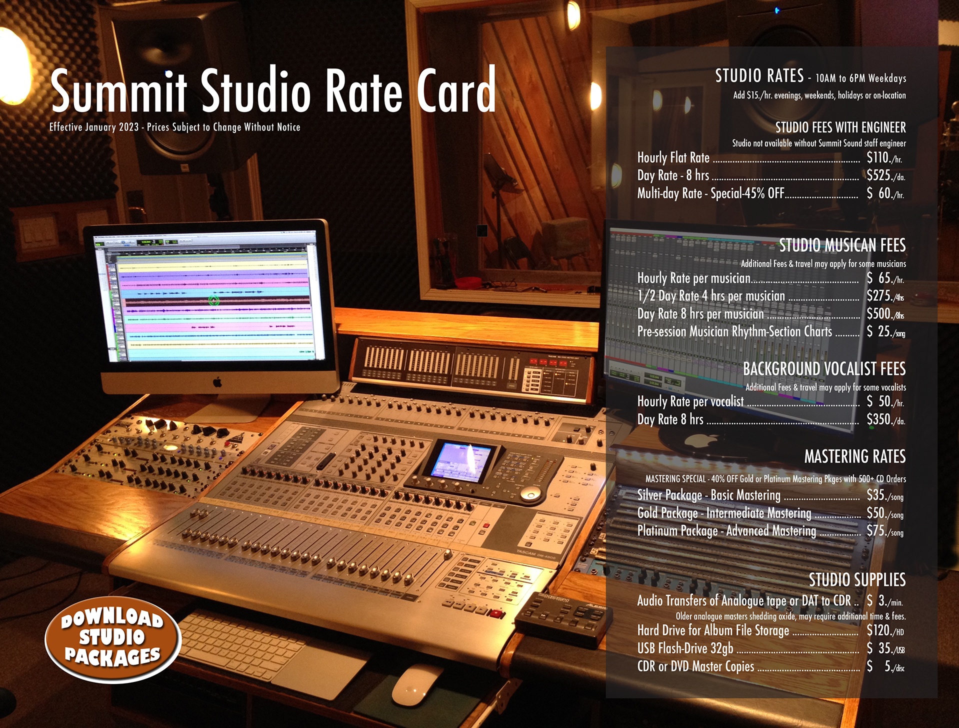 Studio Rates Summit Sound