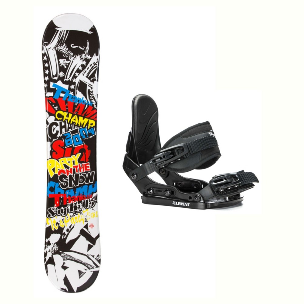SLQ Champ Stealth Kids Kids Snowboard and Binding Package 2018