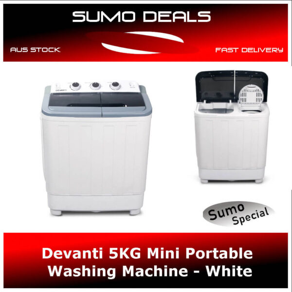 Devanti 5KG Mini Portable Washing Machine White Sumo Deals
