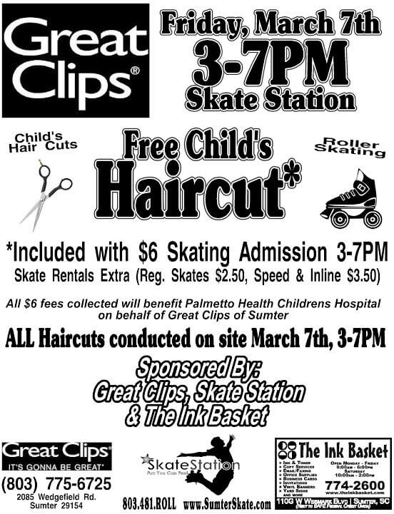 Great Clips + Skate Station, March 7th