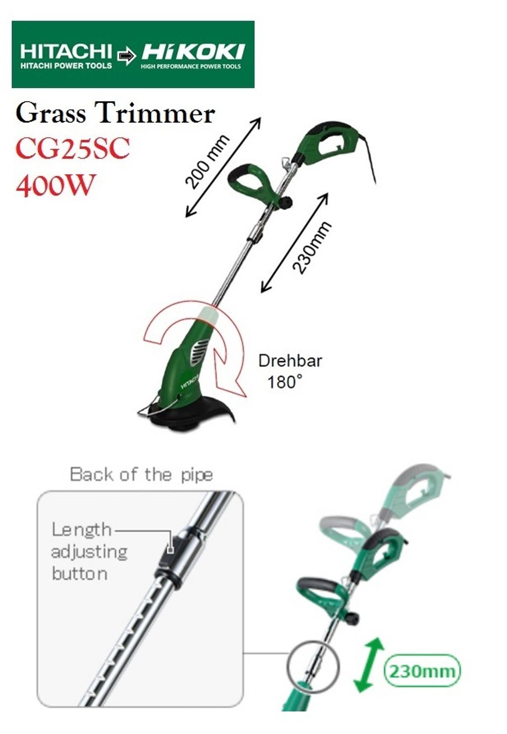 HITACHI GRASS TRIMMER 400W MODELCG25SC Sumwu Concept