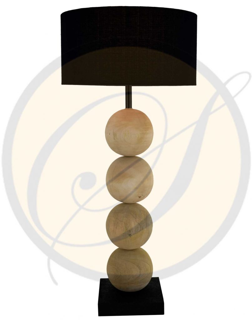 Mango wood table lamp with linen shade and sand base