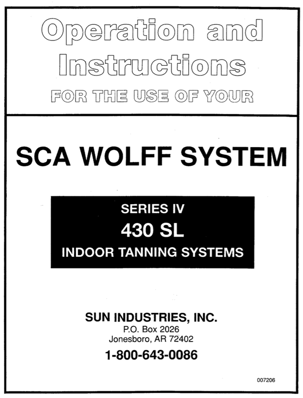 SCA Wolff System 430SL Tanning Bed Parts Tanning Bulbs Acrylic