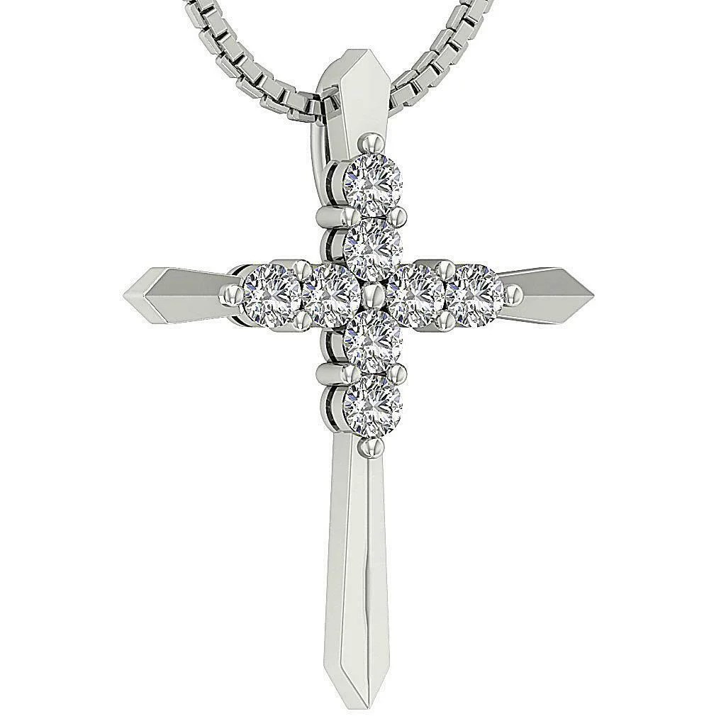 0.50 Ct Diamond Cross Pendant Necklace Women Jewelry With 18Inch Chain