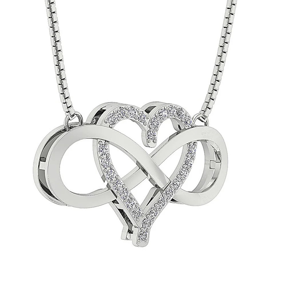 0.35Ct Diamond Infinity Heart Pendant Necklace Women Jewelry With
