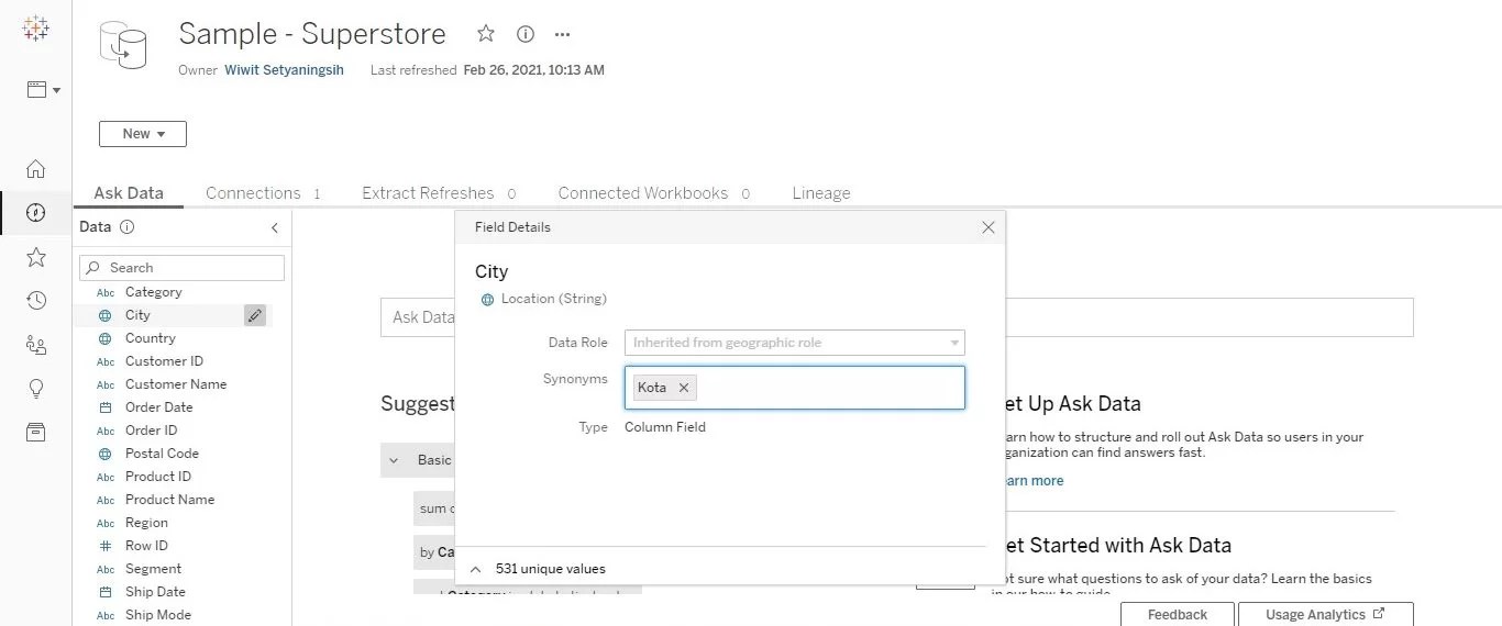 Cara Menggunakan Ask Data pada Tableau Sunartha