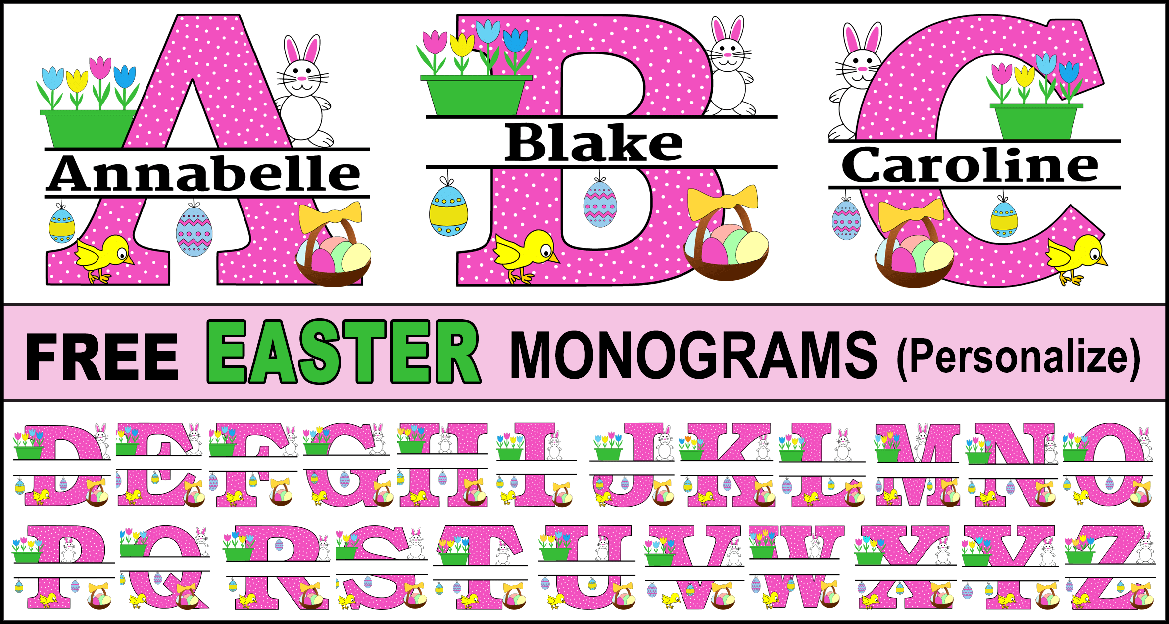 Easter Monogram Letter Stencils (Personalizable Clip Art) DIY