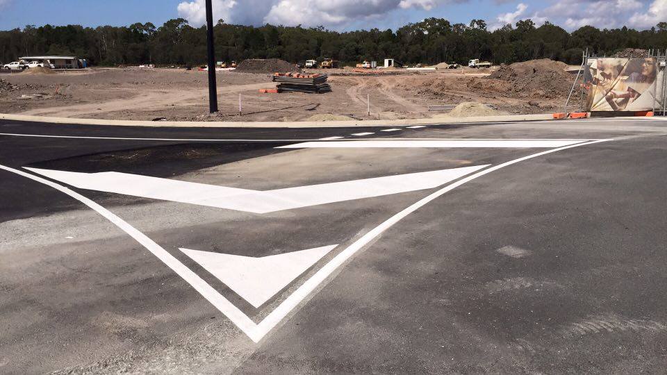 Chevron corner Suncoast Road Marking