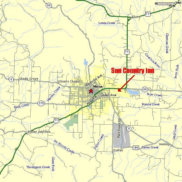 Attractions Sun Country Inn Motel in Mena Arkansas