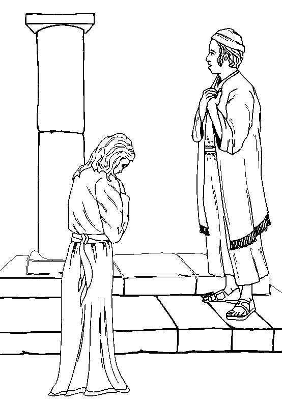 Printable coloring page of the widow asking the judge for