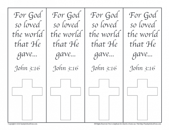 Colorable John 316 Bookmarks on Sunday School Zone