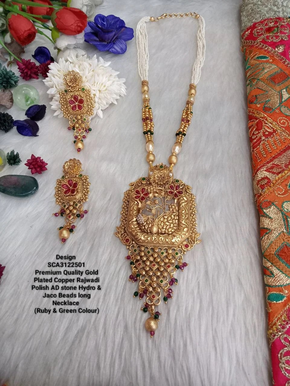 Gold Plated Rajwadi Copper Beads Necklace SCA3122501